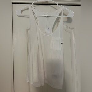 American Eagle White Racerback Pocket Tank